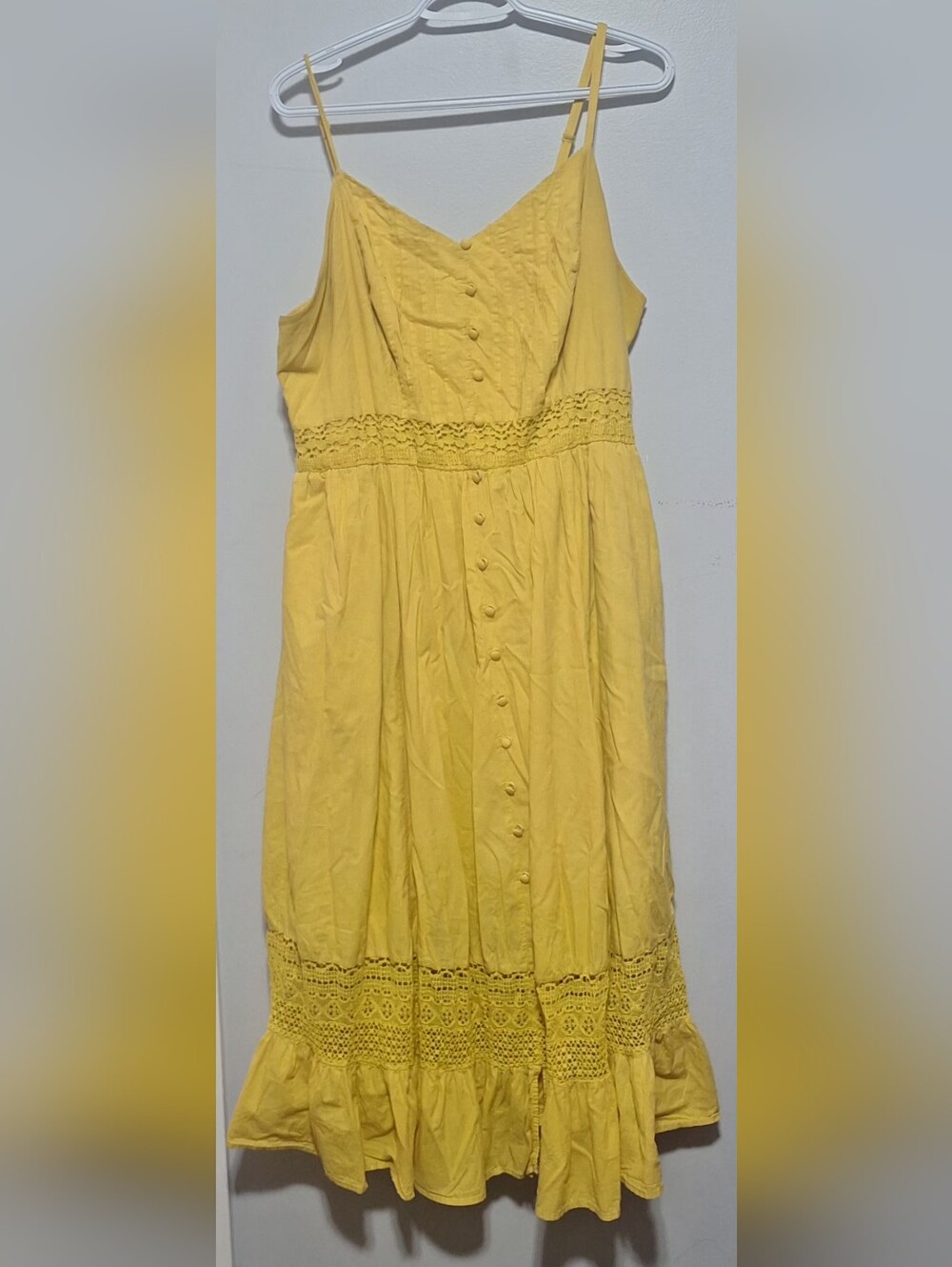 Torrid Yellow Button-Front Spaghetti Strap Midi Dress